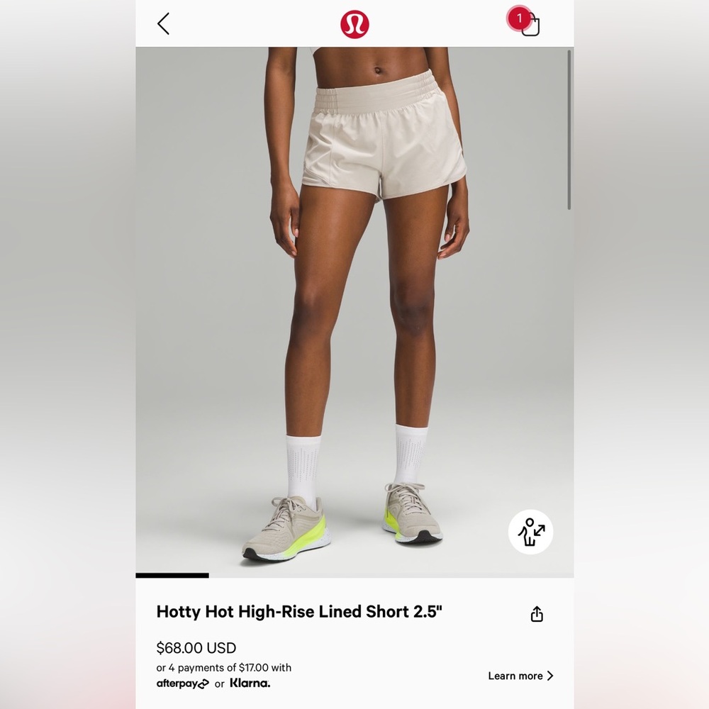 lululemon hotty hot short high rise lined 2.5 inch